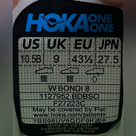 Hoka One One Bondi 8 REFLECTIVE Womens Sz 10.5 Running Shoes Sneakers White Blue - Picture 11 of 12